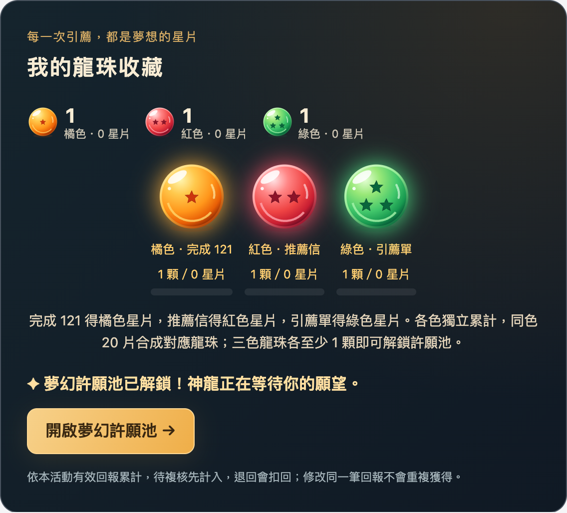 12 分數也會變成星片的網站操作畫面,使用示範資料
